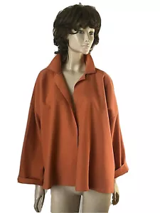 CHAQUETA ABIERTA ESKANDAR NARANJA LANA-CACHEMIRA CUELLO TALLA 1 PARA TODOS - Imagen 1 de 9