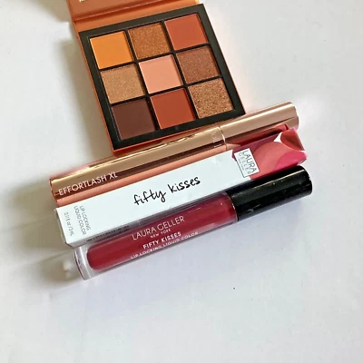 HUDA BEAUTY EYESHADOW PALETTE Set - MASCARA - LAURA GELLER LIP GLOSS