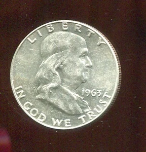 1963 SILVER FRANKLIN HALF DOLLAR CH BU (V636) LOTS OF LUSTER - Picture 1 of 2