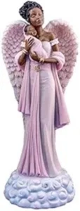 Ebony Treasures Figurine Angel in Pink with Baby 10.5" - Picture 1 of 1