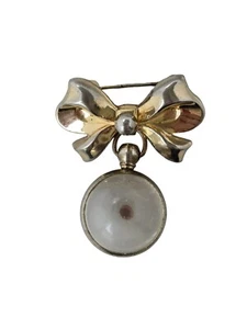 VINTAGE CORO SIGNED GOLD TONE RIBBON ROUND ORB & MUSTARD SEED BROOCH OF FAITH - Picture 1 of 6