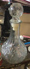 Vtg Pressed Glass Wine Liquor Decanter Bottle Starbust 10 Inch