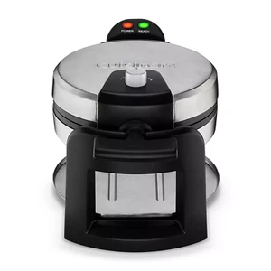 WAF-F30 Cuisinart Round Belgian Waffle Maker, Black/Silver - Picture 1 of 8
