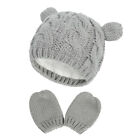 Baby Hat and Mittens Set Knitted Beanie Cap Gloves For Infant Toddler Keep Warm