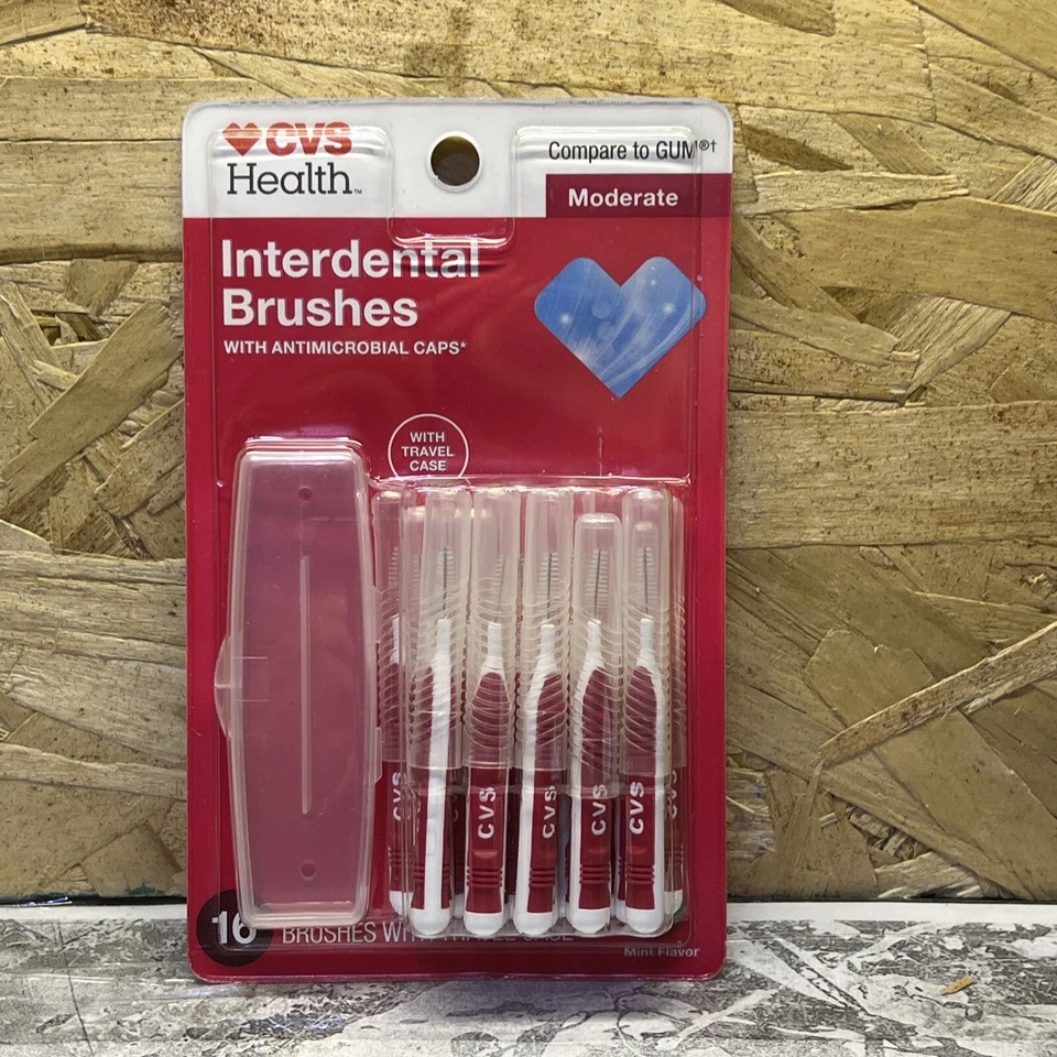 CVS Health Standard Spaces Interdental Brushes 16 Brushes & Travel Case