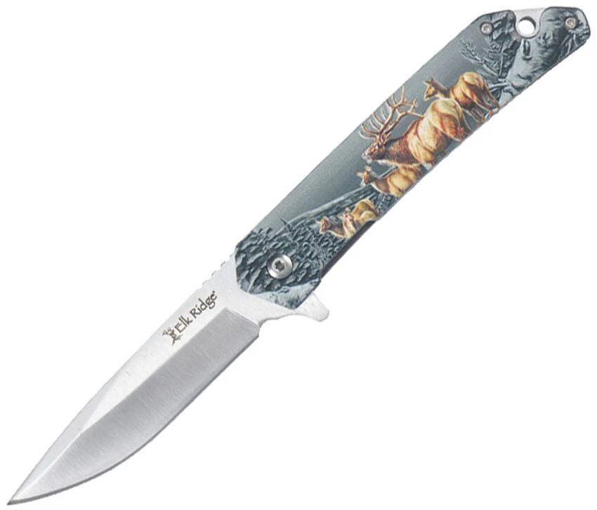 Cuchillo Plegable Elk Ridge Wildlife 3.5" 3Cr13MoV Hoja de Acero Mango Inoxidable Foto 1 de 1