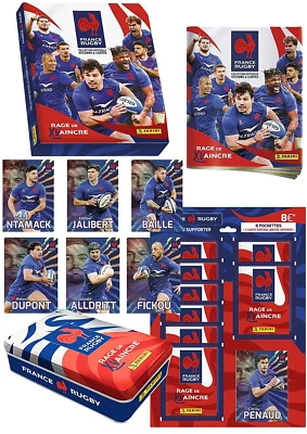 PANINI EQUIPE FRANCE RUGBY ALBUM COLLECTOR +7 CARTE ÉDITION LIMITÉ + 38 POCHETTE - Photo 1/2