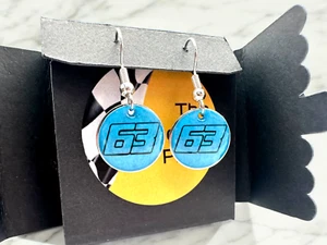 Formula 1 Mercedes George Russell 63 Stud Earrings - Picture 1 of 12