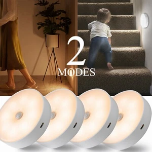4PCS LED Wireless Motion Sensor Night Light Wall Cabinet Closet Stair Lamp Home - Picture 1 of 13