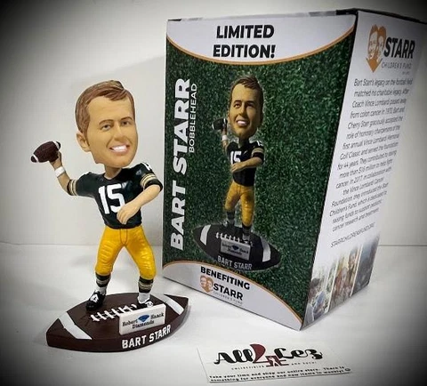 GREEN BAY PACKERS BART STARR "FOOTBALL BASE" BOBBLEHEAD ~ NIB Cover