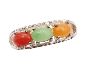 925 Sterling Silver Vintage Ring AVON Oval Cabochon Gemstones SZ 8 RG32073 - Picture 1 of 9
