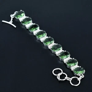 Peridot Gemstone Bracelet 925 Sterling Silver Handmade Bracelet Birthday Gift - Picture 1 of 4