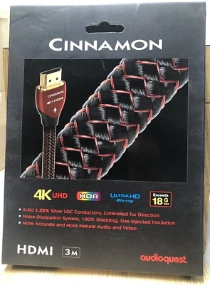 BRAND NEW AudioQuest Cinnamon 18Gbps HDMI 2.0 cable w/Ethernet (3M) 10 ft - Image 1 of 4