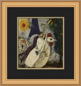 Marc Chagall La novia y el novio en la Torre Eiffel impresión enmarcada personalizada - Imagen 1 de 2