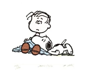 SNOOPY & LINUS HAND PAINTED LTD ED ETCHING - Picture 1 of 1