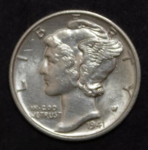 1941 D Mercury Dime AU lotto F 691 - Foto 1 di 2