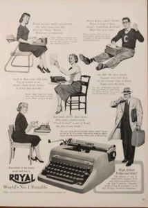 1952 Royal Schreibmaschine Druckanzeige College Student, Sekretär, Geschäftsmann & Mutter - Bild 1 von 1