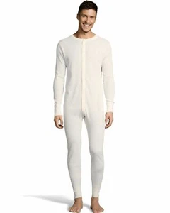 Hanes Men's Solid Waffle Knit Thermal Union Suit-125443 - Picture 1 of 4