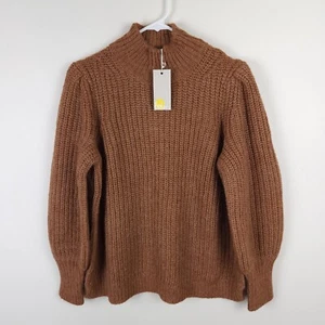 Boden Sweater Womens 8 Brown Wool Alpaca Blend Chunky Knit Mock Neck NWT K0677 - Picture 1 of 11
