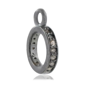 Joyería oxidada de plata de ley 925 con diamantes pavé natural hecha a mano hallazgo - Imagen 1 de 3