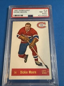 Parkhurst #14 1957 Dickie Moore PSA 8 (oc) casi como nuevo-como nuevo - Imagen 1 de 4