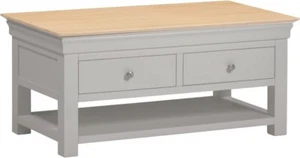Bordeaux Oak and Pebble Grey Coffee Table with Drawers – Fully Assembled - Picture 1 of 8