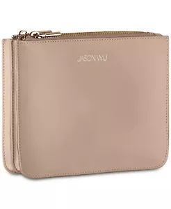 Jason Wu tan Beige nude Makeup cosmetic pouch case Bag Clutch Double Zippers new - Picture 1 of 6