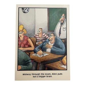 ONE Vintage The Far Side Greeting Card Education Bigger Brain Funny 1986 Blank - Picture 1 of 2