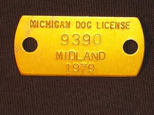 Midland Michigan 1979 licenza fiscale per cani vintage #9390 nt35 - Foto 1 di 1
