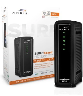 ARRIS SURFboard SBG10, DOCSIS 3.0 16 x 4 Gigabit Cable Modem & AC1600 - Image 1 of 4