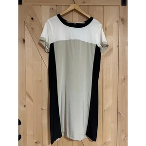 DKNY | Silk Color Block Short Sleeve Shift Dress | Size Large - Picture 1 of 14