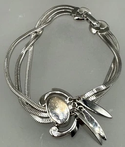 NACHLASS SILBERFARBENE ZOPFKETTE SCHIEBE QUASTE ARMBAND SIGNIERT MONET - Bild 1 von 8