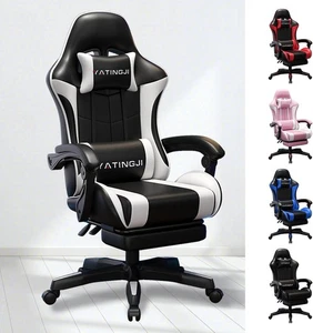 Gaming Chair,with Massage Function,Height Adjustable,PU Leather Racing-Style Ex - Picture 1 of 12