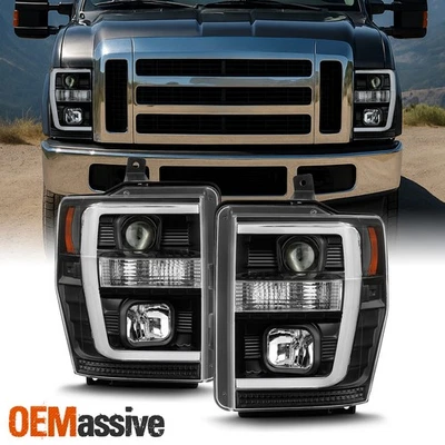 Faros proyectores barra de luz Super Duty negros para Ford F250/350/450 2008-2010 Foto 1 de 4