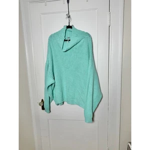 Free People maglione girocollo blu teal grosso oversize ampio aderente medio - Foto 1 di 8