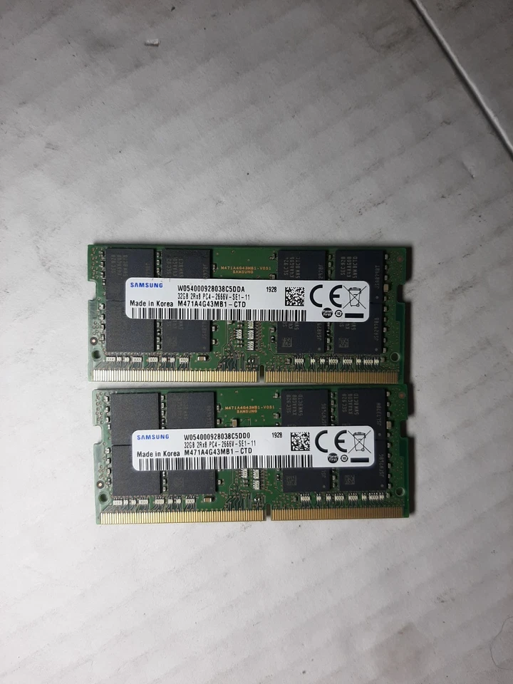 Samsung 64GB (2X32GB) PC4-2666V DDR4 SODIMM M471A4G43MB1-CTD #97 - Image 1 of 2