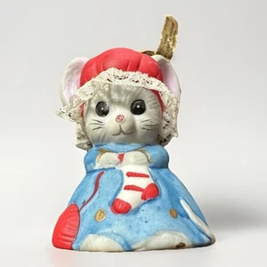 Campana porcellana biscotto vintage Jasco Lil Chimers topolino dipinta a mano decorazione natalizia - Foto 1 di 10