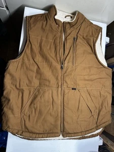 Lee Vest Mens Tan Canvas Sherpa Fleece Lined Workwear XXL Carhartt Style - Picture 1 of 3
