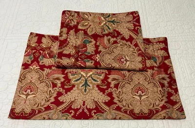 Ralph Lauren Home Jardiniere Paisley Rojo Dorado Tostado Satén 2 Fundas de Almohada 34"x19" Foto 1 de 4