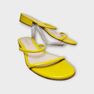 Gianvito Rossi Sandale Gelb Leder Blockabsatz Pantoletten Größe 39,5 IT | 9,5 US - Bild 1 von 18
