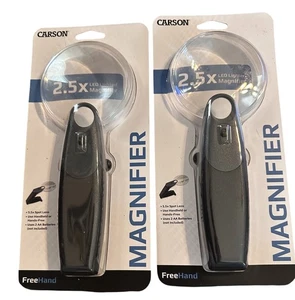 Pair Of Carson 2.5x Lighted Magnifiers. 5.5 Spot Lens. Handheld Or Hands-Free. - Picture 1 of 4