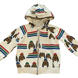 Felpa Vintage Mini Rodini Ragazzo 7-9 Ritorno a Scuola Y2K Stampa Animalier Full Zip - Foto 1 di 8