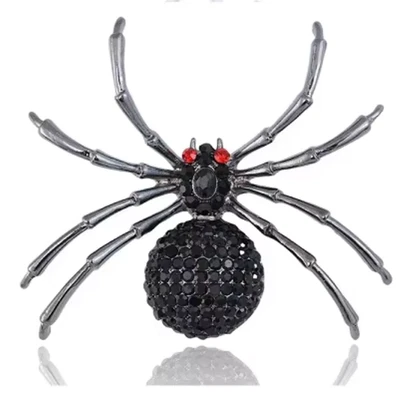Винтажная брошь-паук на Хэллоуин серебристые стразы булавка с насекомым ювелирный подарок - Изображение 1 из 4