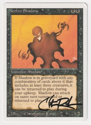 Signed Nether Shadow HP Revised Artist Christopher Rush 1994 WOTC MTG Magic Rare - Image 1 of 2