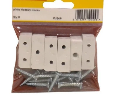 White Modesty Blocks Including Screws to Suit (Pack of 6) - Image 1 of 2