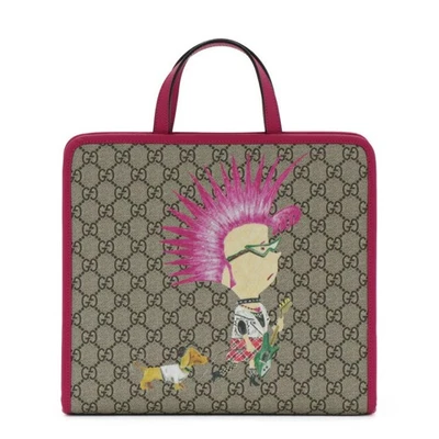 Gucci Children's GG Supreme Canvas Tote Leather Monogram Punk Dog Print 605614 - Image 1 of 4