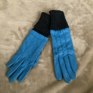 Vintage ECHO Gr. M blau gefütterte Leder Strick Bündchen Handschuhe NOS - Bild 1 von 5