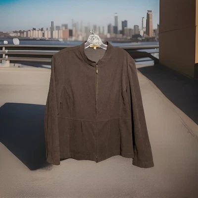Notations Women's ZipUp Jacket Size XL Polyester & Spandex Beautiful Brown Color - Image 1 of 4