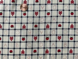 Vtg 1995 Fabric Traditions 2283 Cotton Fabric Red Apples School Houses Prewashed - Picture 1 of 3