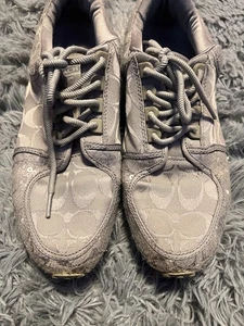 Coach Karine Signature C DAMENSCHUHE GRÖSSE 10 M GRAU PAILLETTEN A2618 LOGO SNEAKER - Bild 1 von 8